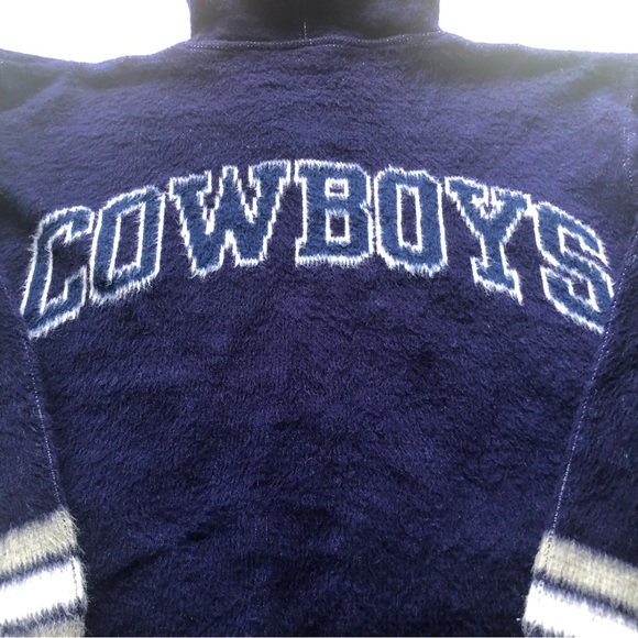 Dallas Cowboys Vintage Blue Zip-Up Wool Hooded Winter Warm Sweater Men’s Size XL - Picture 5 of 15